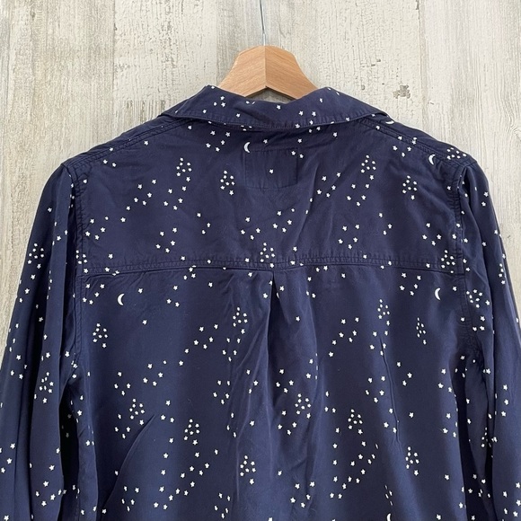 Rails Navy Galaxy Star Print Button Front Top Blouse Size XS - Picture 6 of 9